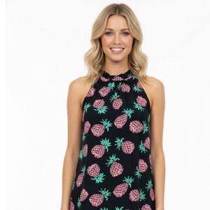 West Moon Los Angeles black & pink pineapple top sleeveless size medium